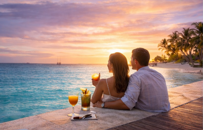Coppia al tramonto in viaggio con Agua Travel